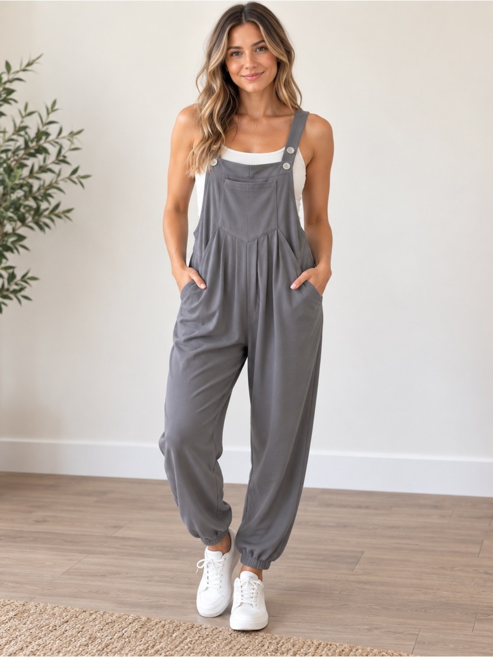 Halara Pockets Waffle Casual Jogger Overalls XL NWT Athleisure Jumpsuit